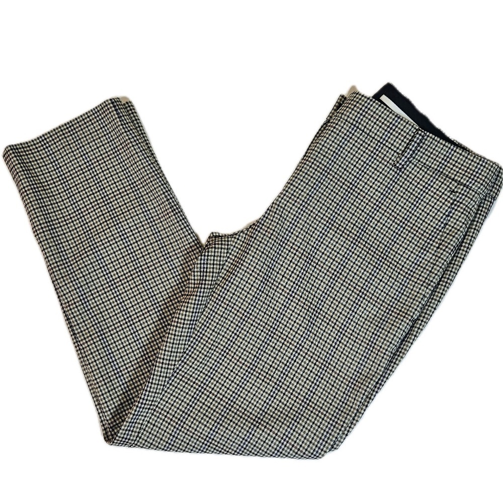 Ann Taylor Pants Womens 4 Black Check Dress Pants Straight Twill Stretch Pockets